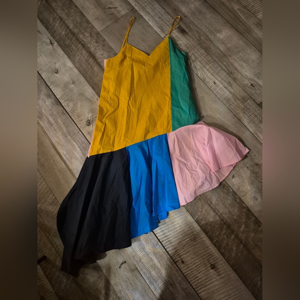 English Factory Slip Mini Dress Asymetrical  Colorblock S - Picture 8 of 8